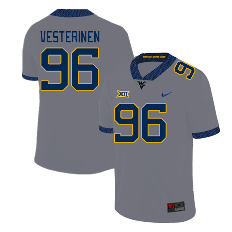 West Virginia Mountaineers #96 Edward Vesterinen College Football Jerseys Stitched Sale-Grey